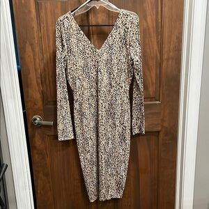 Leopard Print Long Sleeve Dress